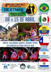 Barra Velha Evento acontece de 8 a 15 de abril Artistas de diversos países desembarcam no próximo mês em Barra Velha para participar do 4º Encontro Internacional de Etnias que acontece de 8 a 15 de abril. O evento...